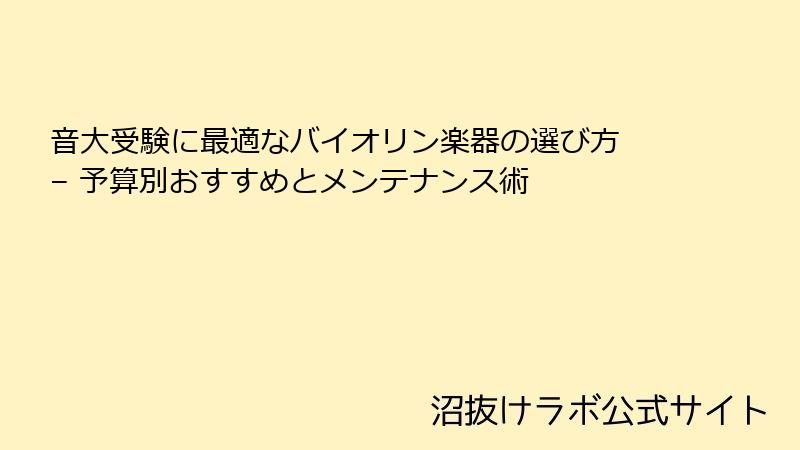 音大受験に最適なバイオリン楽器の選び方 – 予算別おすすめとメンテナンス術