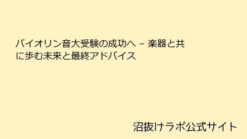 バイオリン音大受験の成功へ – 楽器と共に歩む未来と最終アドバイス