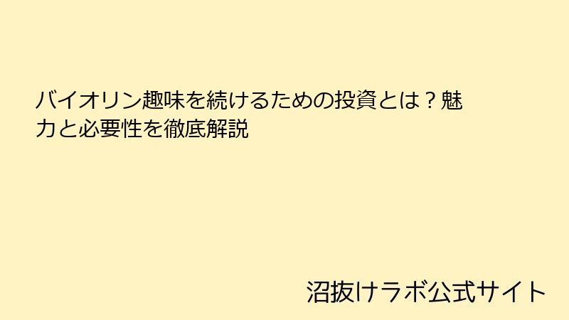 バイオリン趣味を続けるための投資とは？魅力と必要性を徹底解説