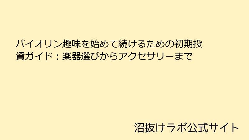 バイオリン趣味を始めて続けるための初期投資ガイド：楽器選びからアクセサリーまで