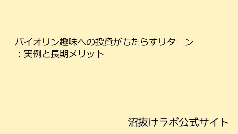 バイオリン趣味への投資がもたらすリターン：実例と長期メリット