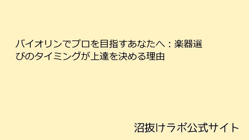 バイオリンでプロを目指すあなたへ：楽器選びのタイミングが上達を決める理由