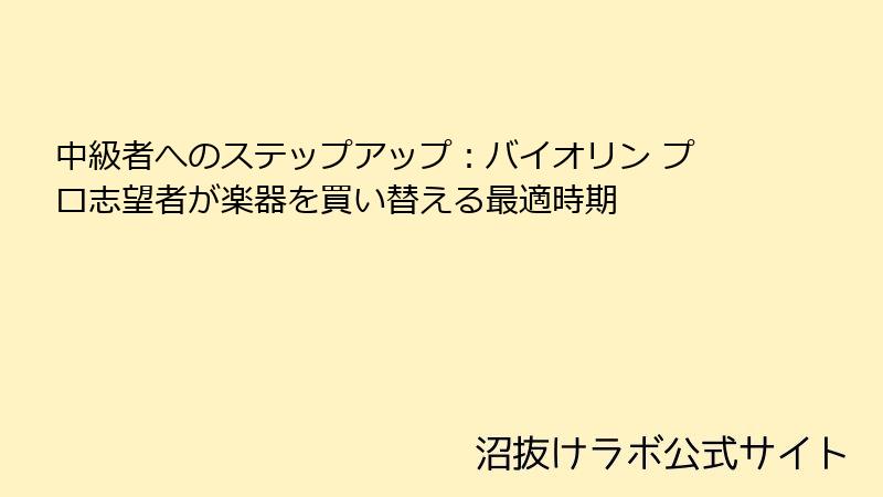 中級者へのステップアップ：バイオリン プロ志望者が楽器を買い替える最適時期