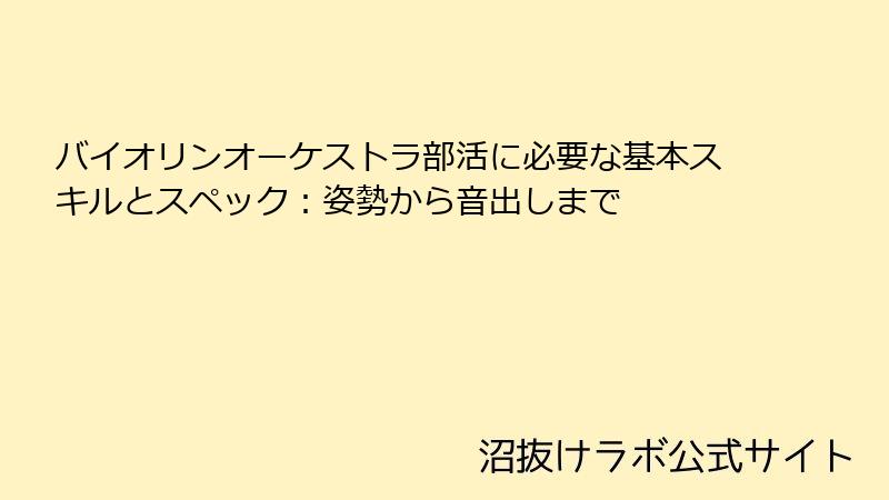 バイオリンオーケストラ部活に必要な基本スキルとスペック：姿勢から音出しまで