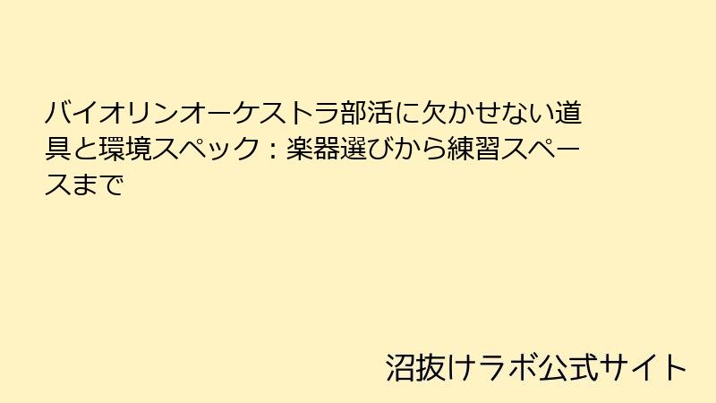 バイオリンオーケストラ部活に欠かせない道具と環境スペック：楽器選びから練習スペースまで