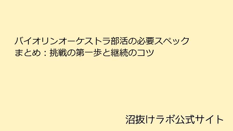 バイオリンオーケストラ部活の必要スペックまとめ：挑戦の第一歩と継続のコツ
