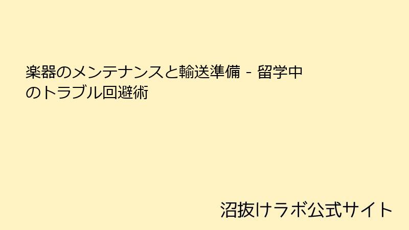 楽器のメンテナンスと輸送準備 - 留学中のトラブル回避術