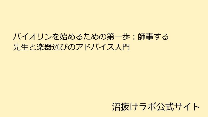 バイオリンを始めるための第一歩：師事する先生と楽器選びのアドバイス入門