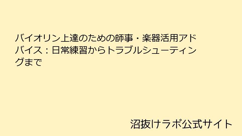 バイオリン上達のための師事・楽器活用アドバイス：日常練習からトラブルシューティングまで
