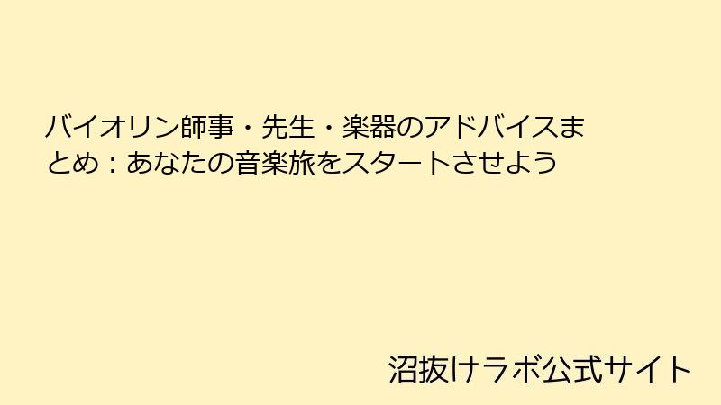 バイオリン師事・先生・楽器のアドバイスまとめ：あなたの音楽旅をスタートさせよう