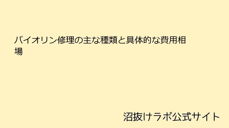 バイオリン修理の主な種類と具体的な費用相場