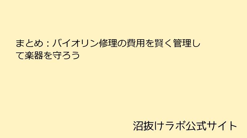 まとめ：バイオリン修理の費用を賢く管理して楽器を守ろう