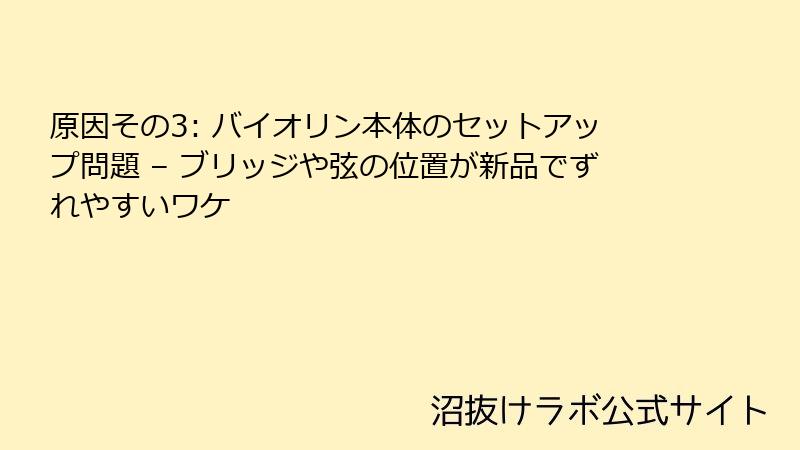 原因その3: バイオリン本体のセットアップ問題 – ブリッジや弦の位置が新品でずれやすいワケ