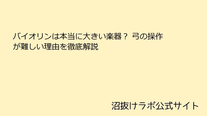 バイオリンは本当に大きい楽器？ 弓の操作が難しい理由を徹底解説