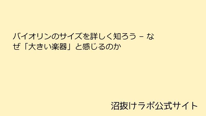 バイオリンのサイズを詳しく知ろう – なぜ「大きい楽器」と感じるのか