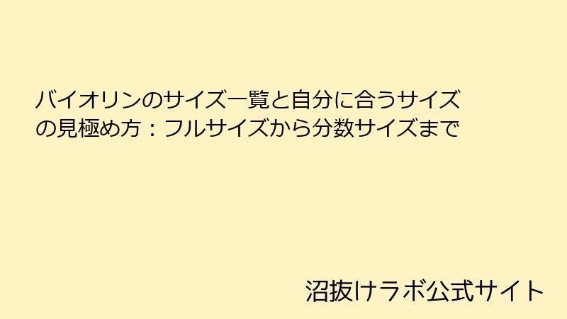 バイオリンのサイズ一覧と自分に合うサイズの見極め方：フルサイズから分数サイズまで