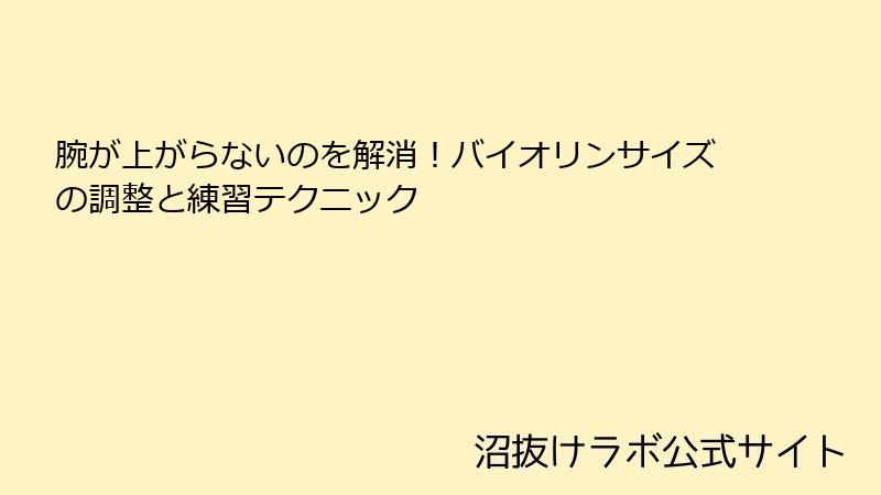 腕が上がらないのを解消！バイオリンサイズの調整と練習テクニック