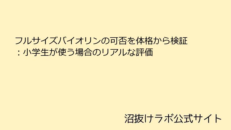 フルサイズバイオリンの可否を体格から検証：小学生が使う場合のリアルな評価