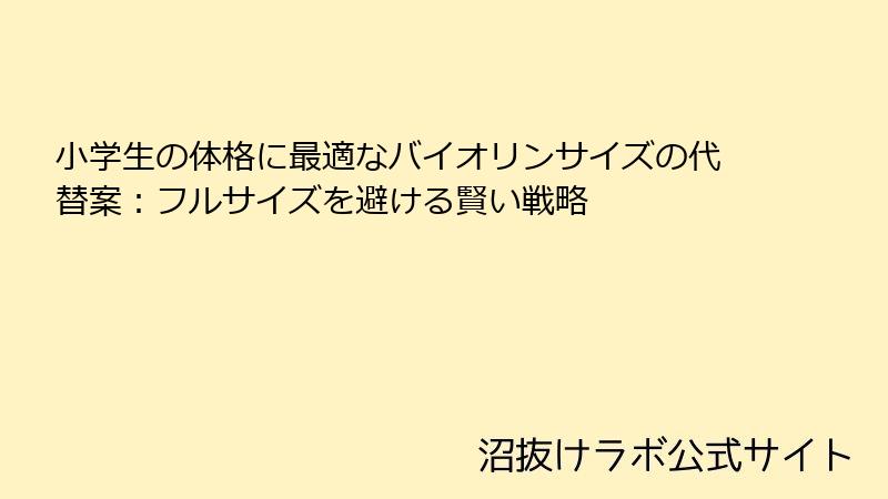 小学生の体格に最適なバイオリンサイズの代替案：フルサイズを避ける賢い戦略