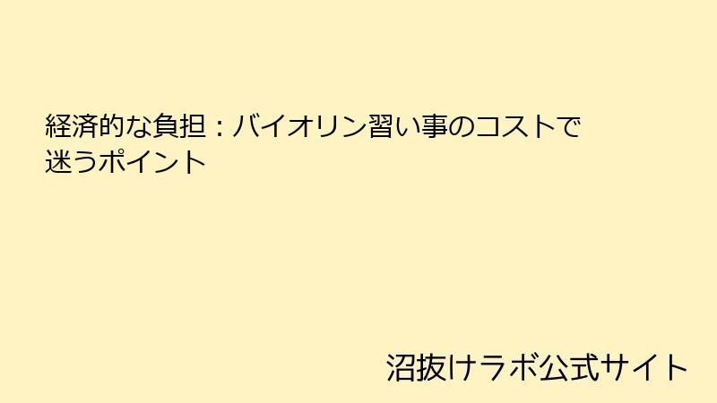 経済的な負担：バイオリン習い事のコストで迷うポイント