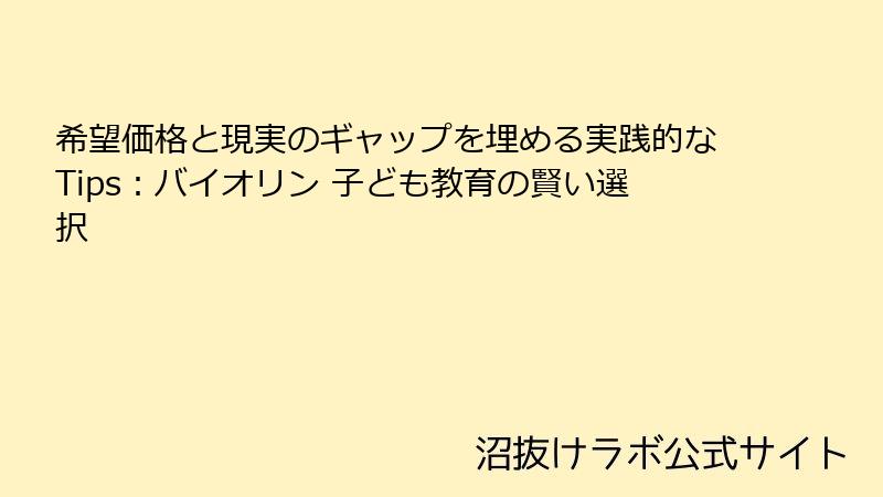 希望価格と現実のギャップを埋める実践的なTips：バイオリン 子ども教育の賢い選択