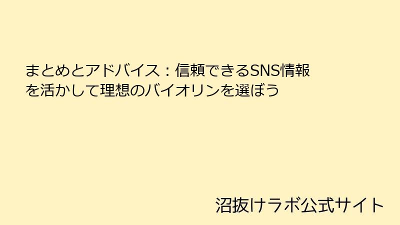 まとめとアドバイス：信頼できるSNS情報を活かして理想のバイオリンを選ぼう