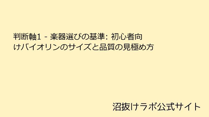 判断軸1 - 楽器選びの基準: 初心者向けバイオリンのサイズと品質の見極め方