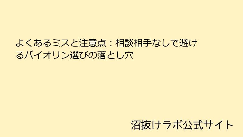 よくあるミスと注意点：相談相手なしで避けるバイオリン選びの落とし穴