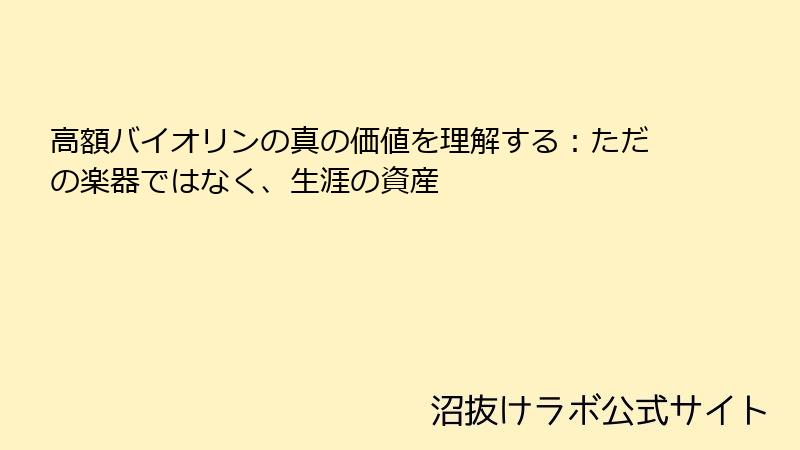 高額バイオリンの真の価値を理解する：ただの楽器ではなく、生涯の資産