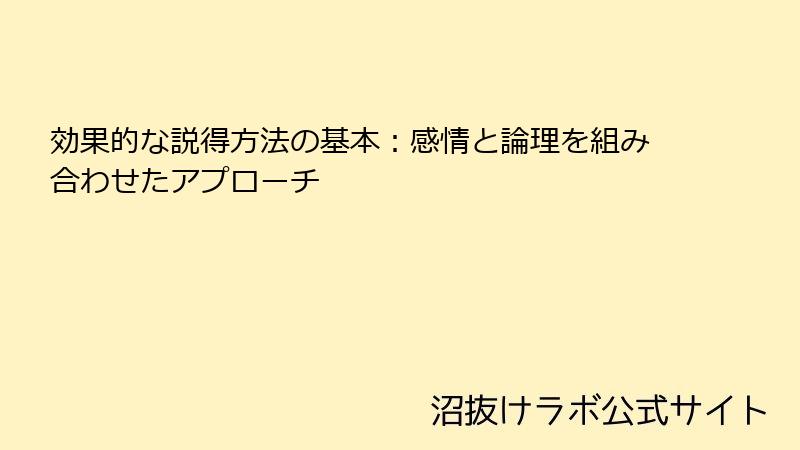 効果的な説得方法の基本：感情と論理を組み合わせたアプローチ