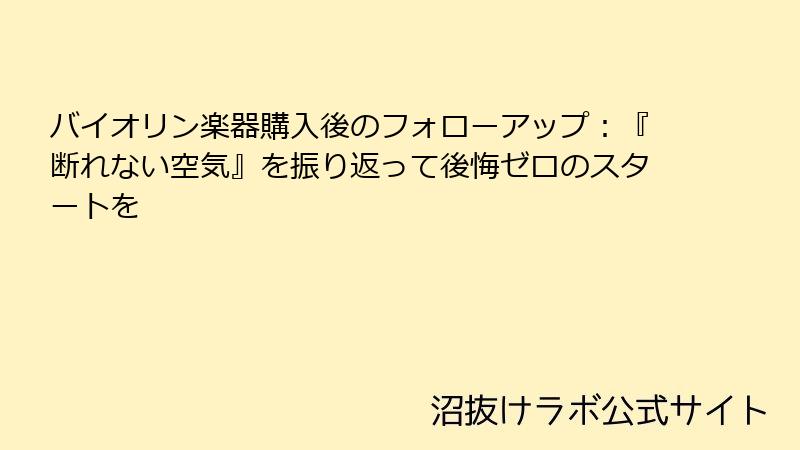 バイオリン楽器購入後のフォローアップ：『断れない空気』を振り返って後悔ゼロのスタートを