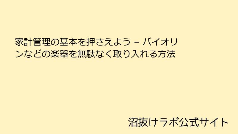 家計管理の基本を押さえよう – バイオリンなどの楽器を無駄なく取り入れる方法