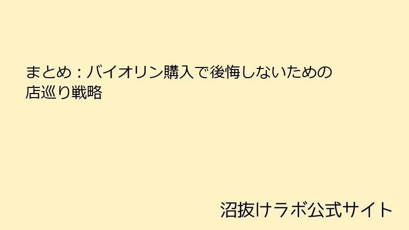 まとめ：バイオリン購入で後悔しないための店巡り戦略