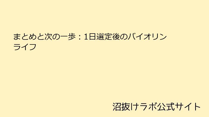 まとめと次の一歩：1日選定後のバイオリンライフ