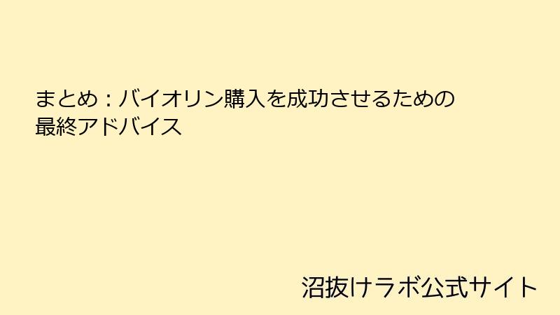 まとめ：バイオリン購入を成功させるための最終アドバイス