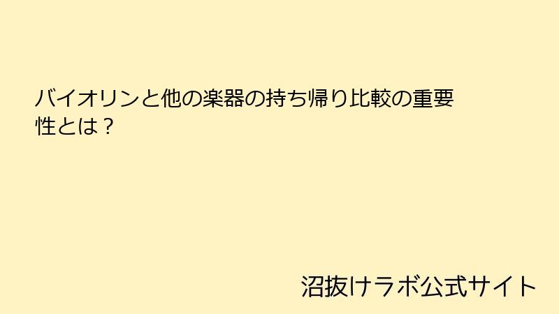 バイオリンと他の楽器の持ち帰り比較の重要性とは？