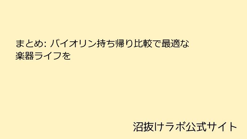 まとめ: バイオリン持ち帰り比較で最適な楽器ライフを