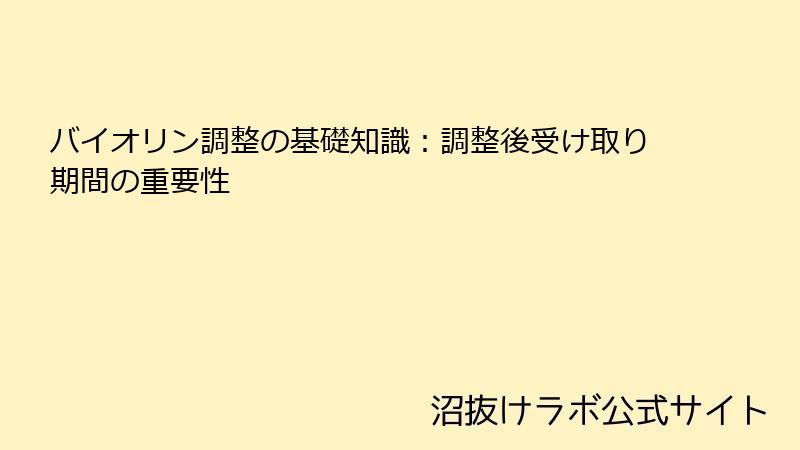 バイオリン調整の基礎知識：調整後受け取り期間の重要性