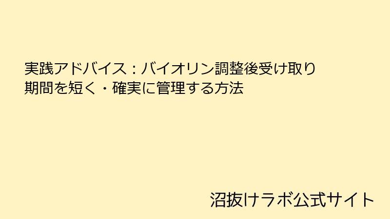 実践アドバイス：バイオリン調整後受け取り期間を短く・確実に管理する方法