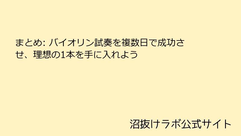 まとめ: バイオリン試奏を複数日で成功させ、理想の1本を手に入れよう