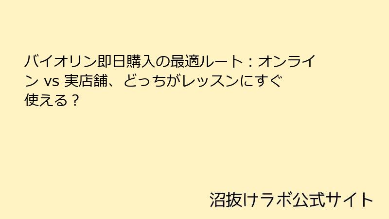 バイオリン即日購入の最適ルート：オンライン vs 実店舗、どっちがレッスンにすぐ使える？