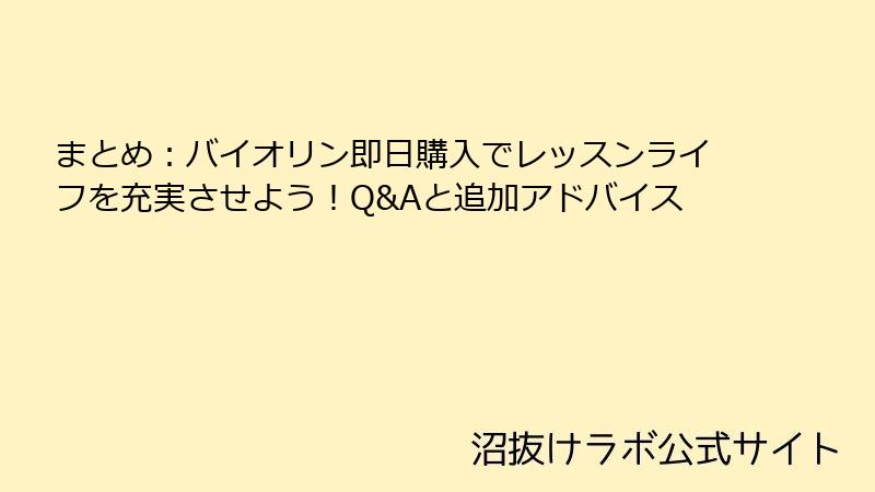 まとめ：バイオリン即日購入でレッスンライフを充実させよう！Q&Aと追加アドバイス