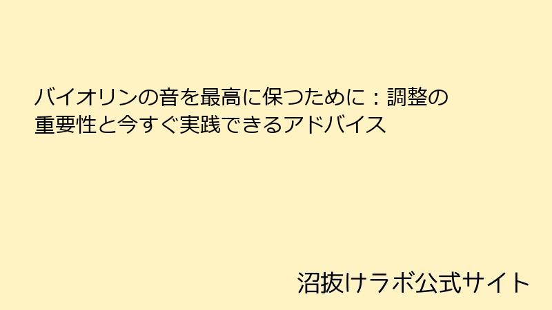 バイオリンの音を最高に保つために：調整の重要性と今すぐ実践できるアドバイス