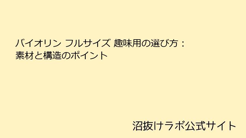 バイオリン フルサイズ 趣味用の選び方：素材と構造のポイント
