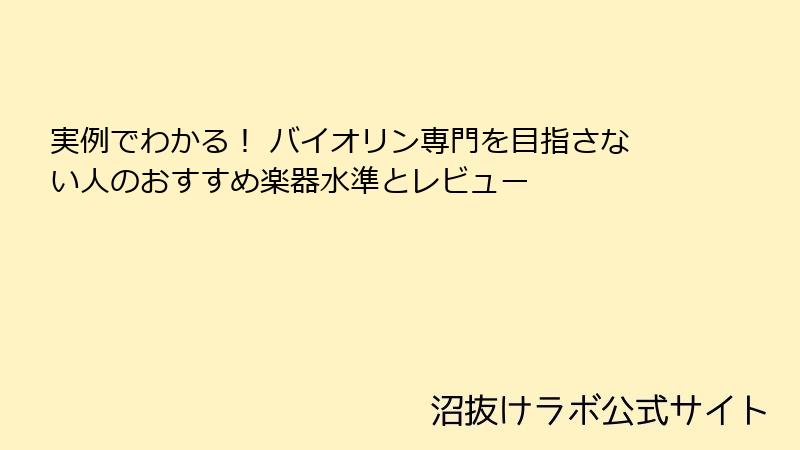 実例でわかる！ バイオリン専門を目指さない人のおすすめ楽器水準とレビュー