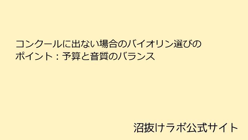 コンクールに出ない場合のバイオリン選びのポイント：予算と音質のバランス