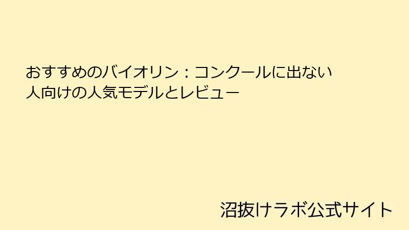 おすすめのバイオリン：コンクールに出ない人向けの人気モデルとレビュー