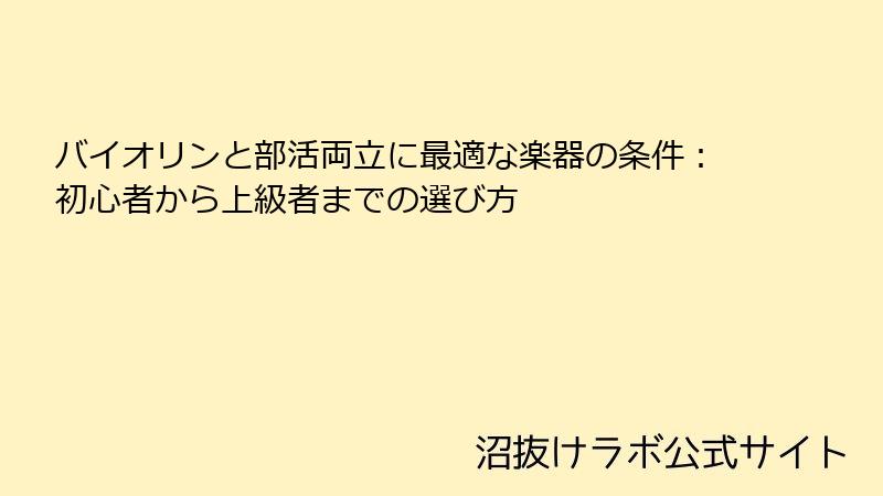 バイオリンと部活両立に最適な楽器の条件：初心者から上級者までの選び方