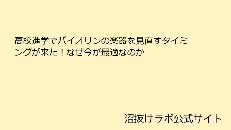 高校進学でバイオリンの楽器を見直すタイミングが来た！なぜ今が最適なのか