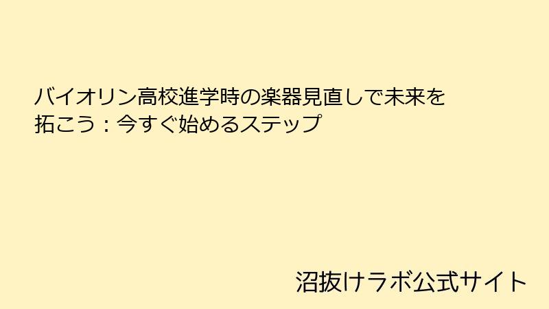 バイオリン高校進学時の楽器見直しで未来を拓こう：今すぐ始めるステップ